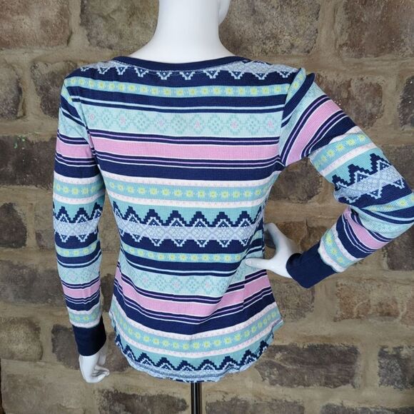 Victoria's Secret thermal pastel Aztec print top Woman's Size Small Casual Layer - Picture 6 of 13